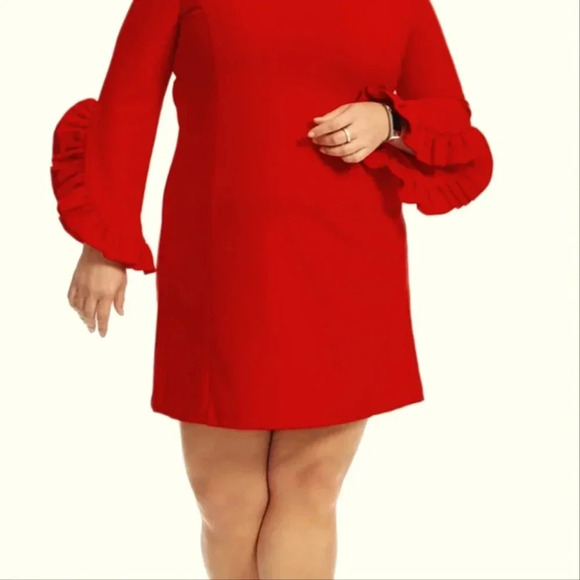 HILARY RADLEY for Katherine Barclay red Flutter sleeve sz M - Picture 6 of 12